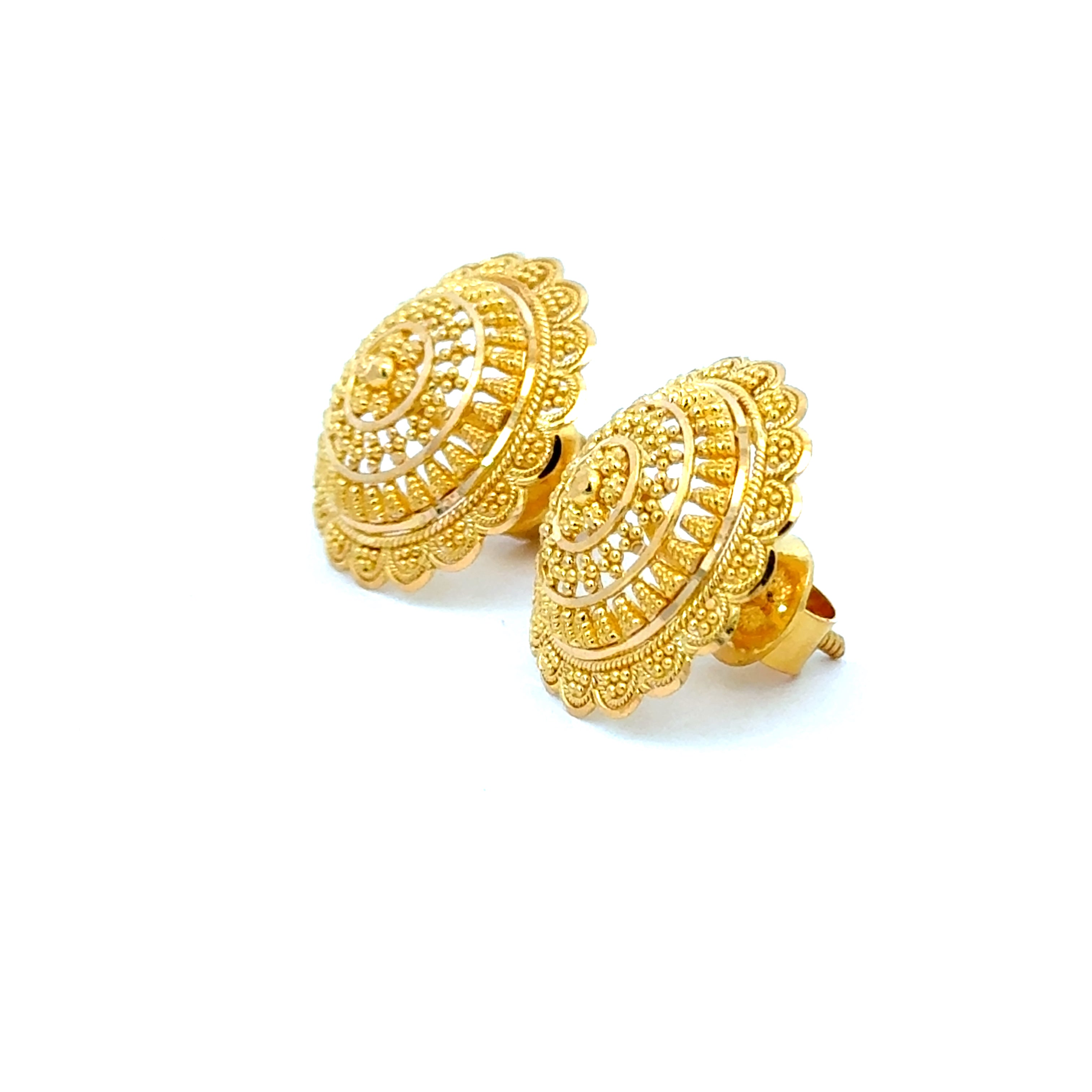 22k Yellow Gold Filigree Large Earrings with gold weight of 7.49g