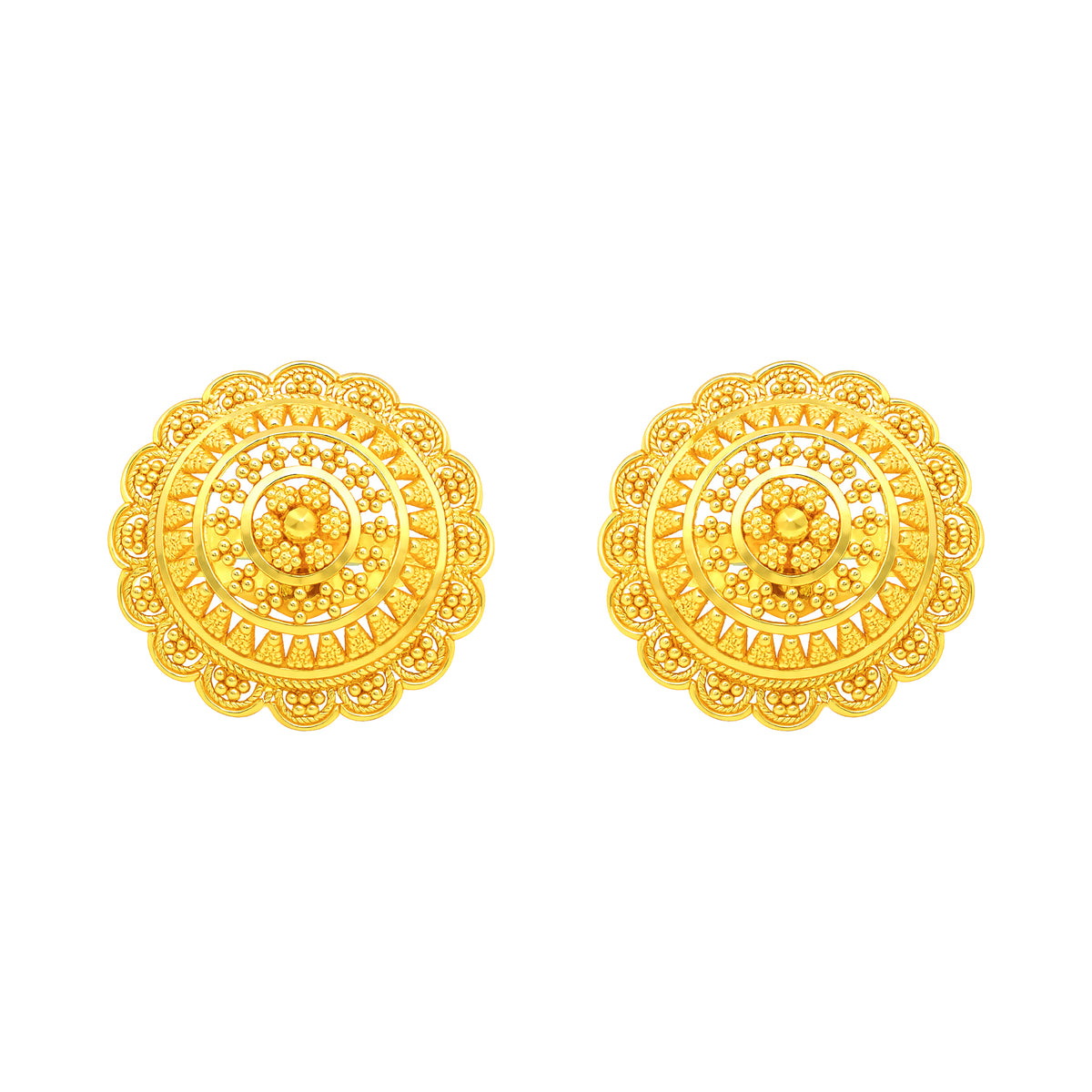 22k Yellow Gold Filigree Large Earrings with gold weight of 7.49g