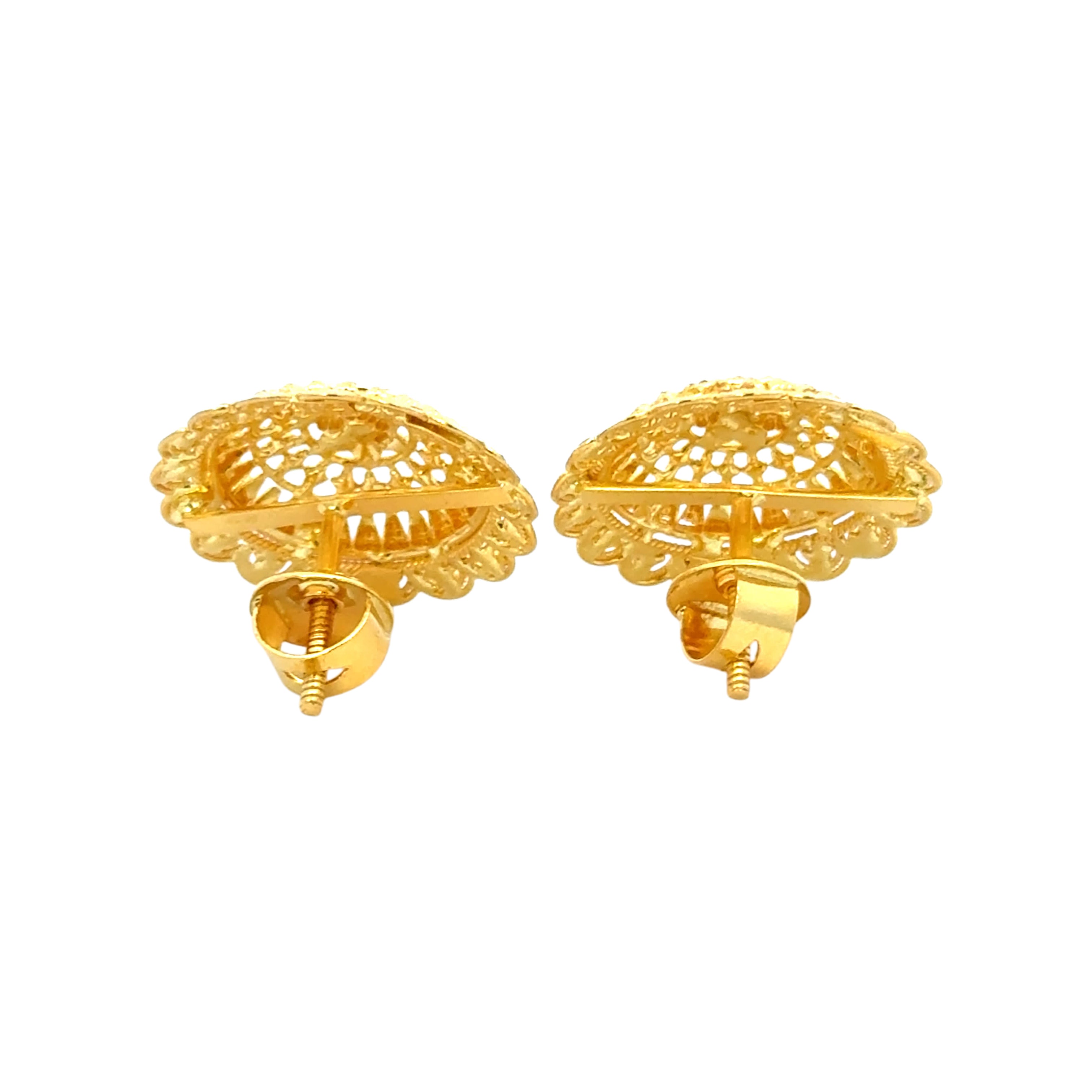 22k Yellow Gold Filigree Large Earrings with gold weight of 7.49g