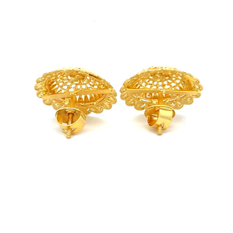 22k Yellow Gold Filigree Large Earrings with gold weight of 7.49g