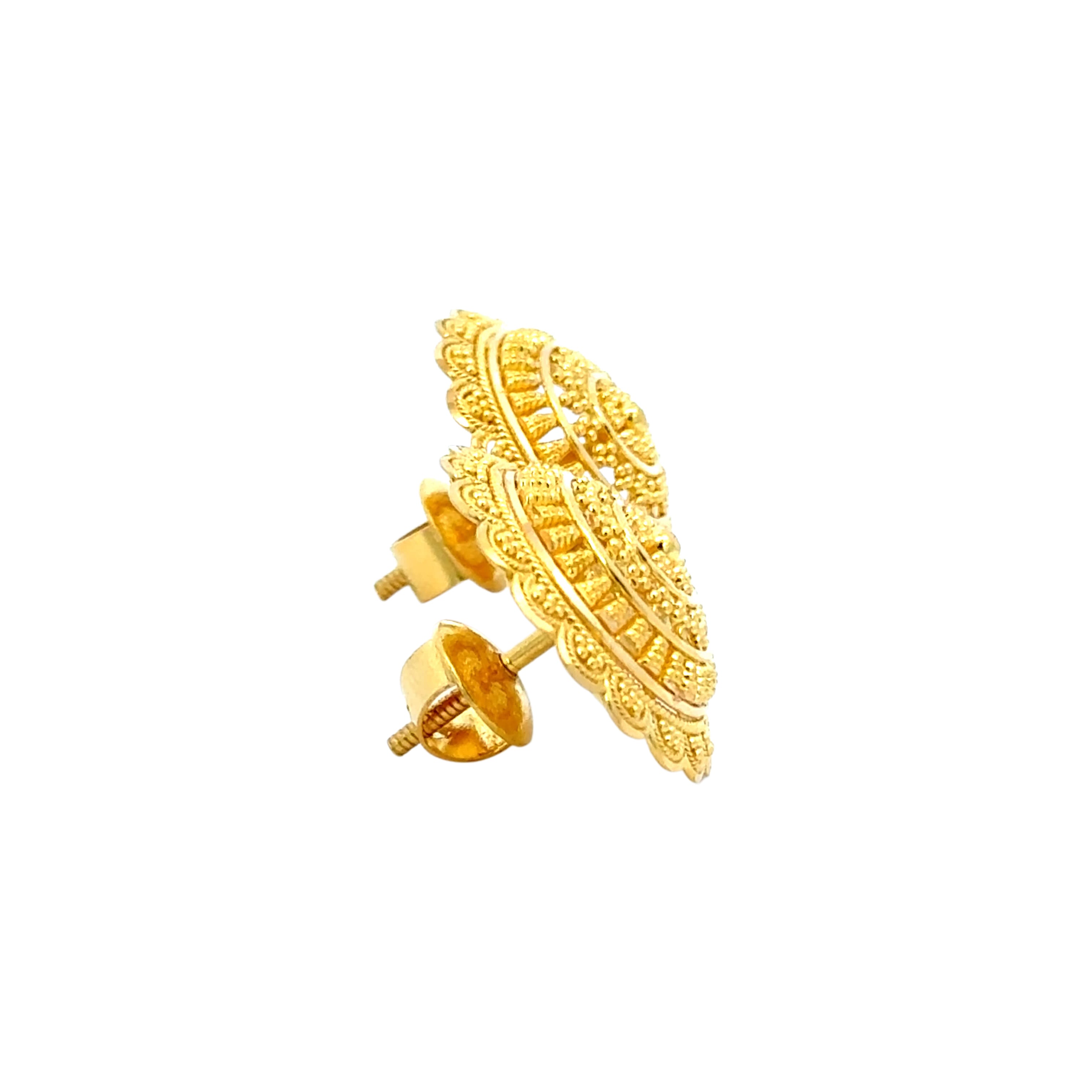 22k Yellow Gold Filigree Large Earrings with gold weight of 7.49g