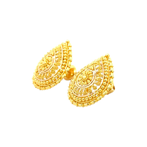 22k Yellow Gold Filigree Teardrop Earrings with gold weight of 9.62g