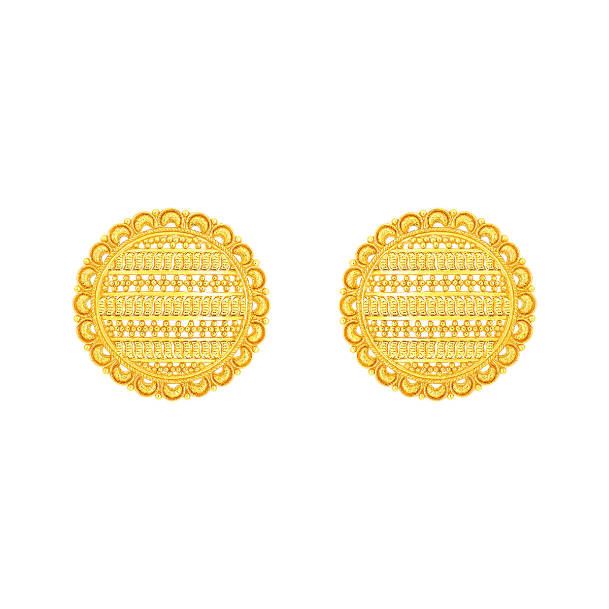 22k Yellow Gold Filigree Oval Earrings with gold weight of 9.18g