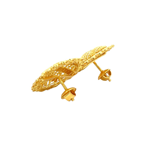 22k Yellow Gold Filigree Oval Earrings with gold weight of 9.18g