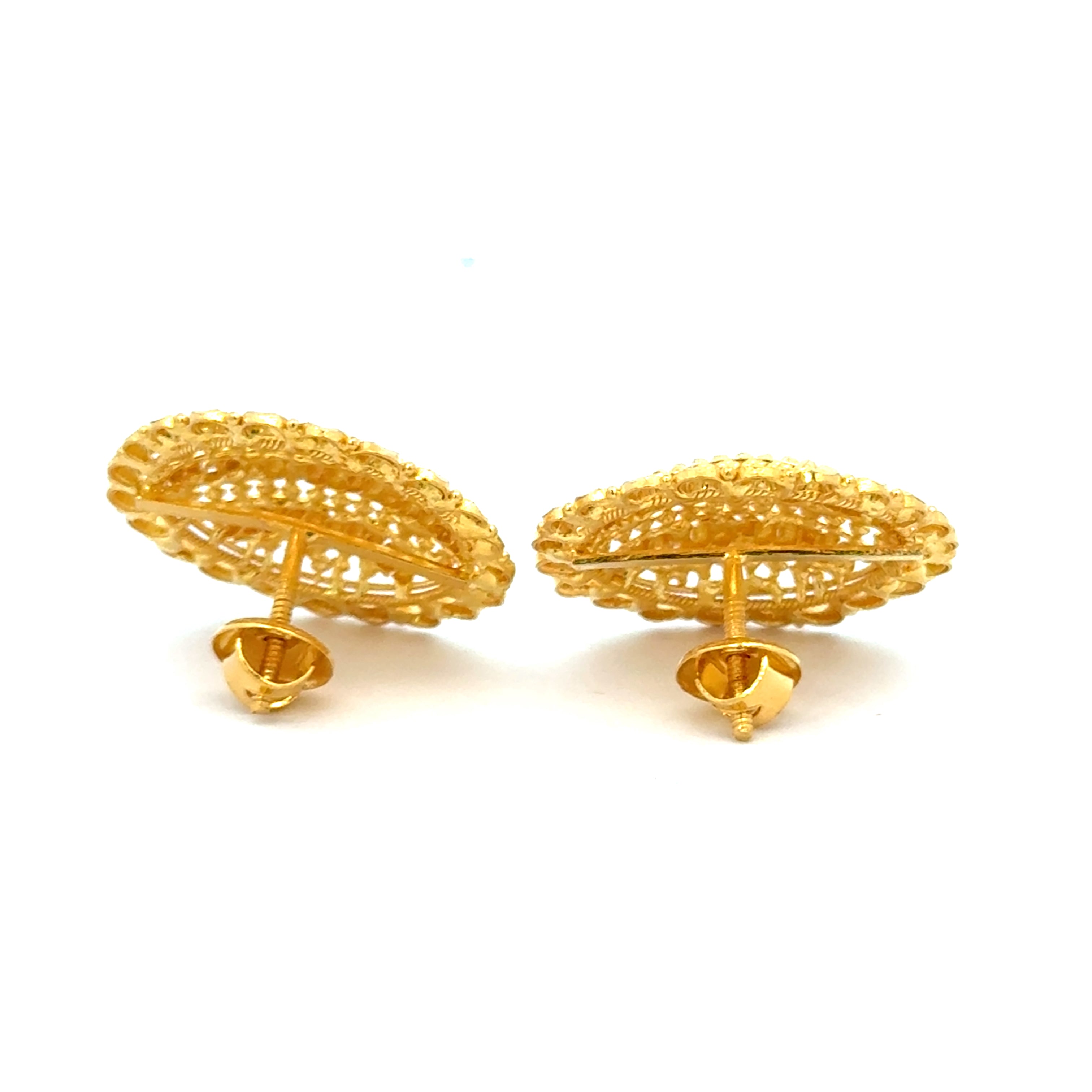 22k Yellow Gold Filigree Oval Earrings with gold weight of 9.18g