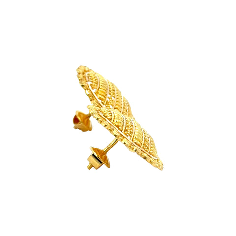 22k Yellow Gold Filigree Oval Earrings with gold weight of 9.18g
