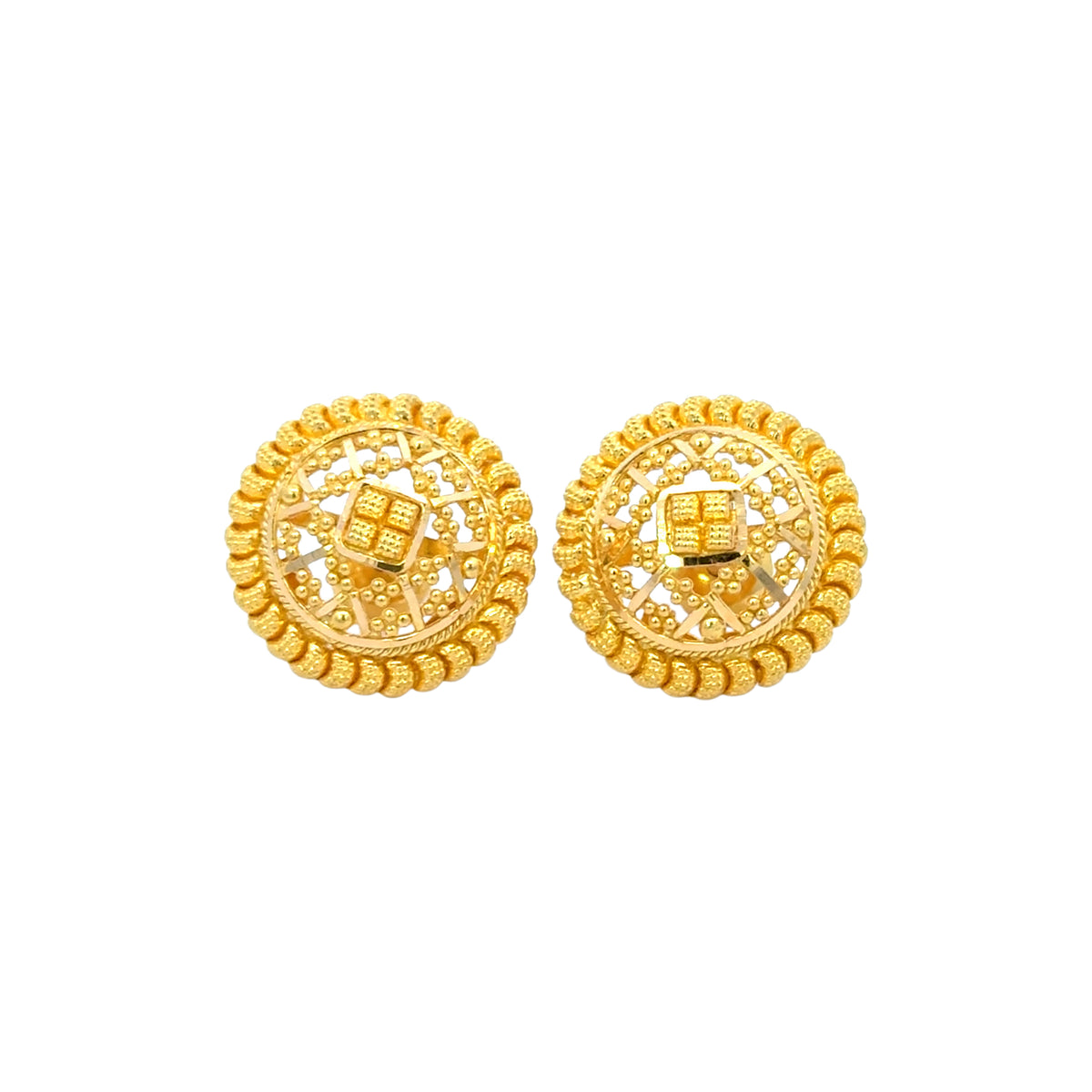 22k Yellow Gold Filigree Medium Earrings with gold weight of 6.2g