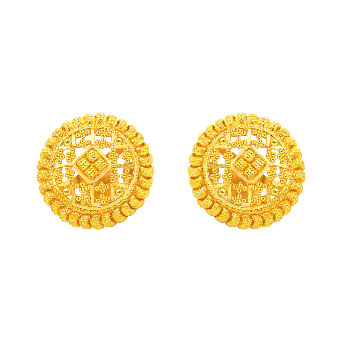 22k Yellow Gold Filigree Medium Earrings with gold weight of 6.2g
