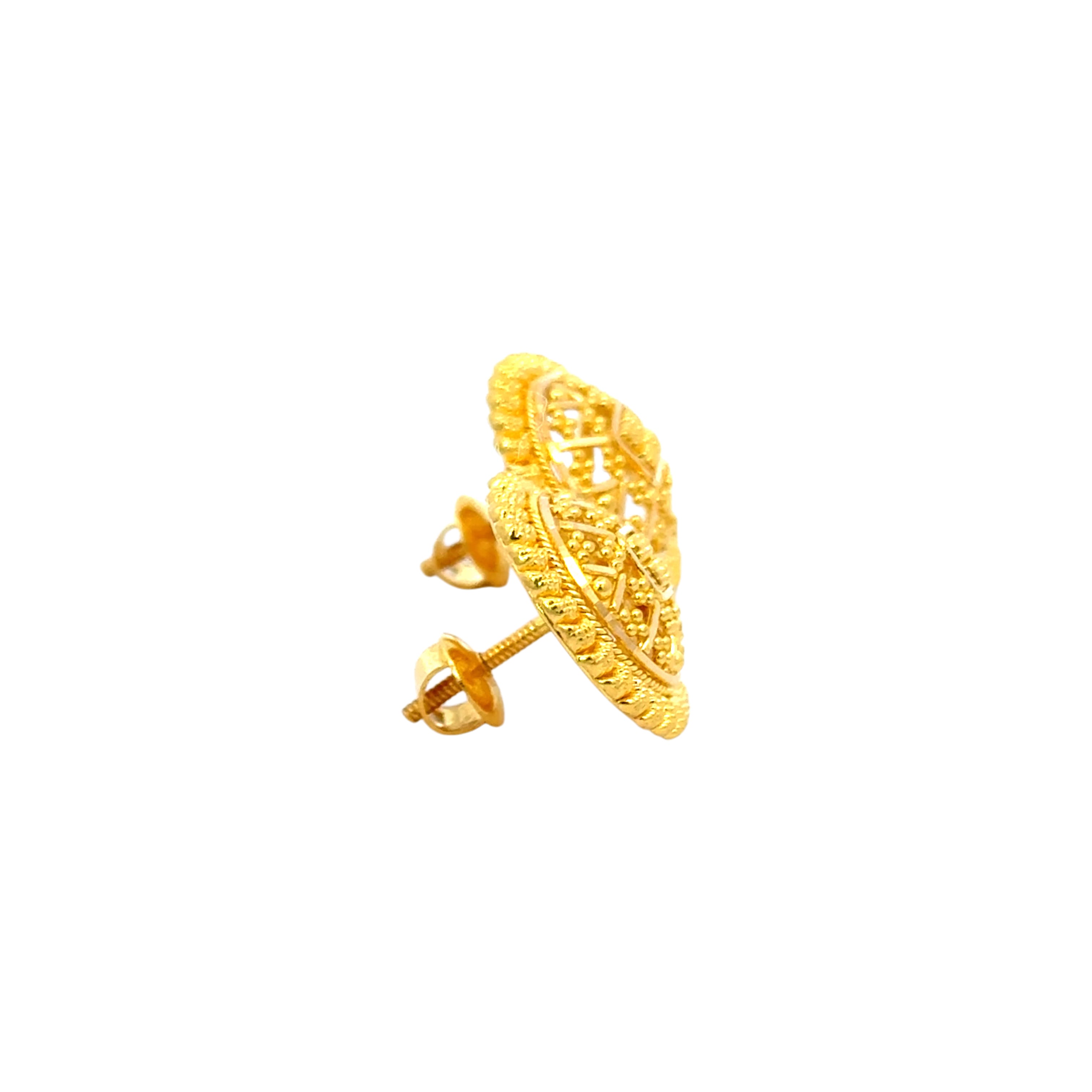 22k Yellow Gold Filigree Medium Earrings with gold weight of 6.2g