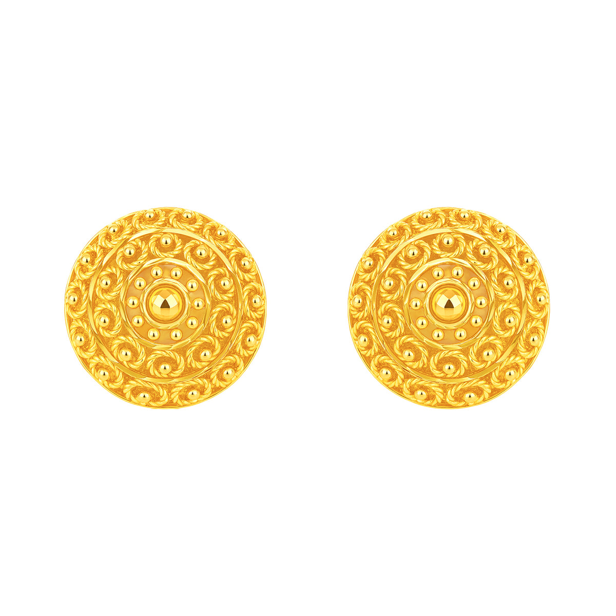 22k Yellow Gold Filigree Fancy Medium Earrings with gold weight of 9.35g