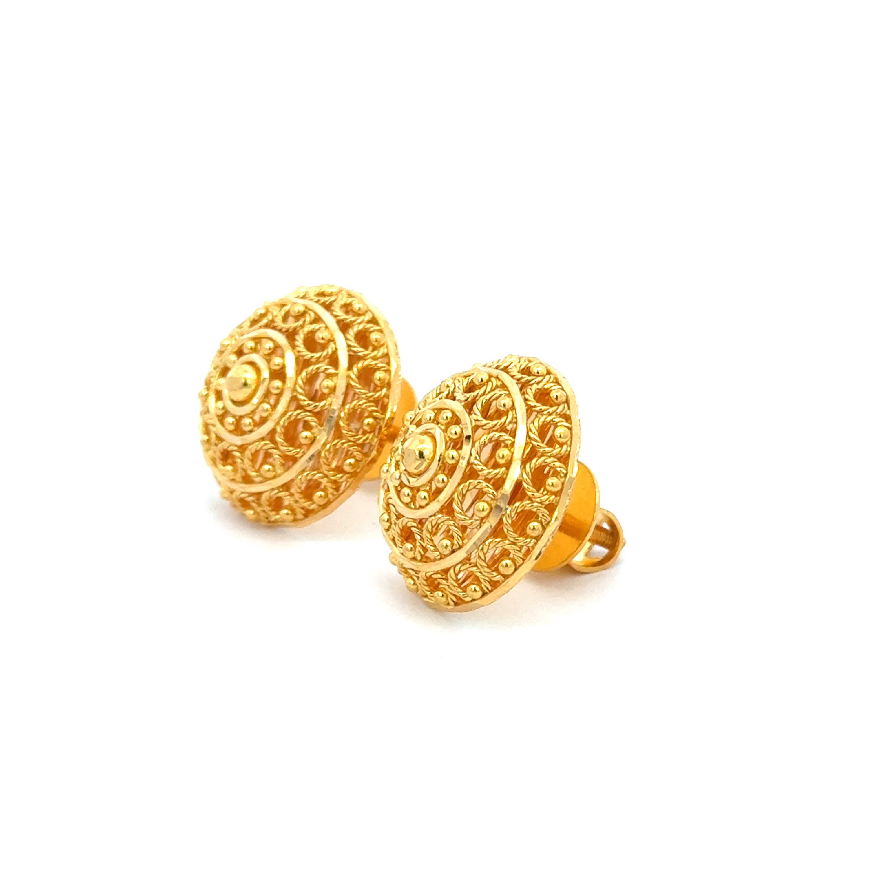 22k Yellow Gold Filigree Fancy Medium Earrings with gold weight of 9.35g