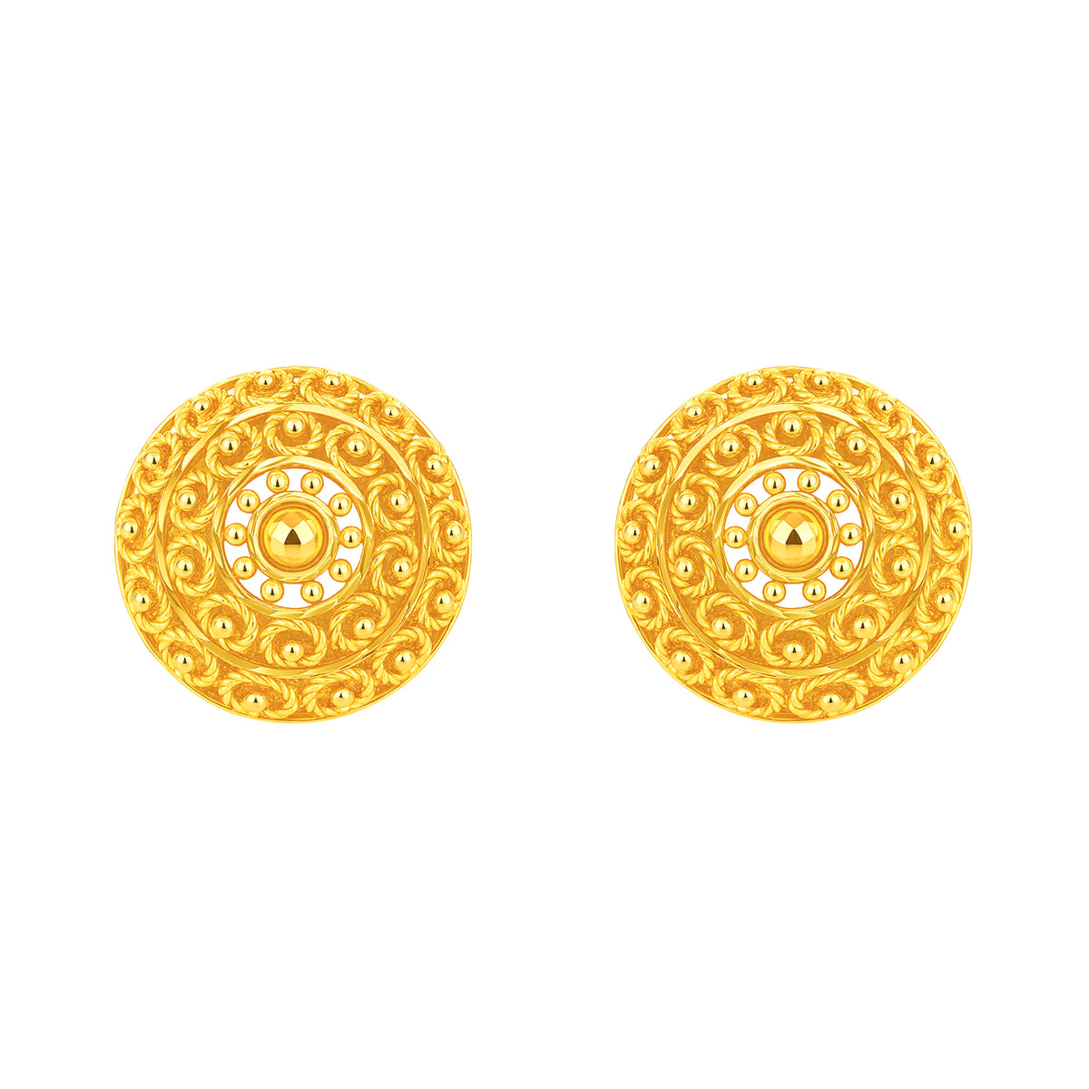 22k Yellow Gold Filigree Fancy Medium Earrings with gold weight of 9.35g