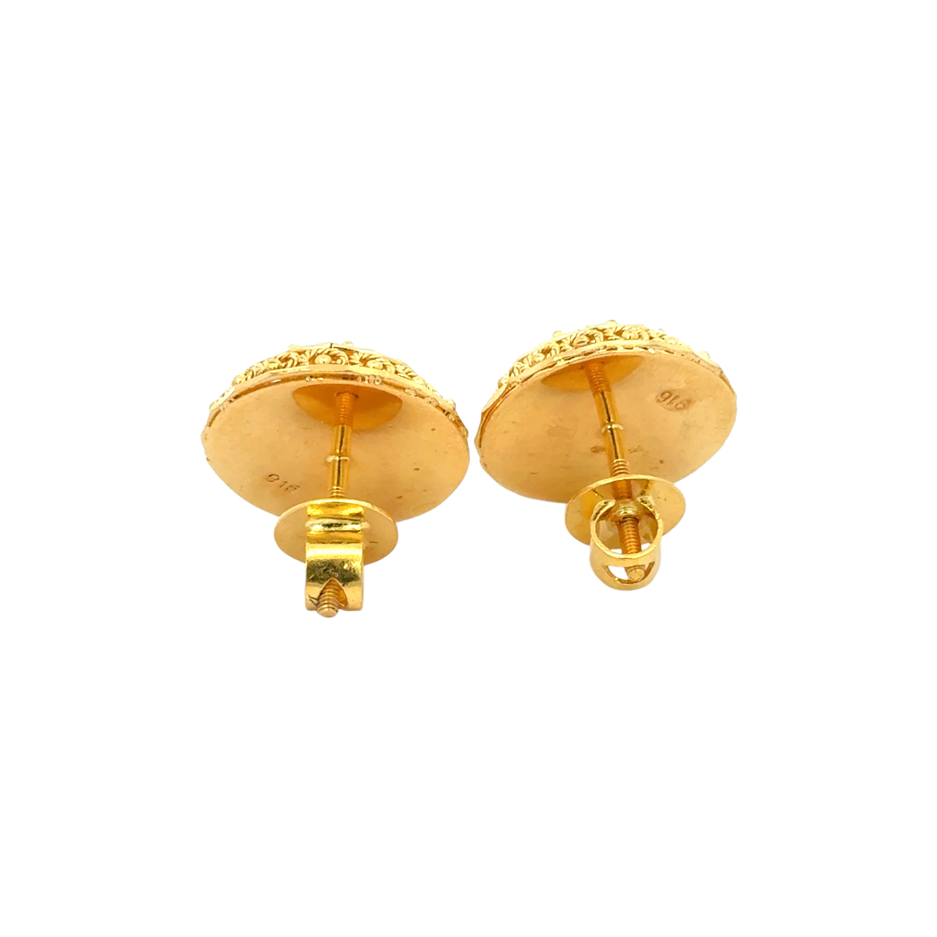 22k Yellow Gold Filigree Fancy Medium Earrings with gold weight of 9.35g