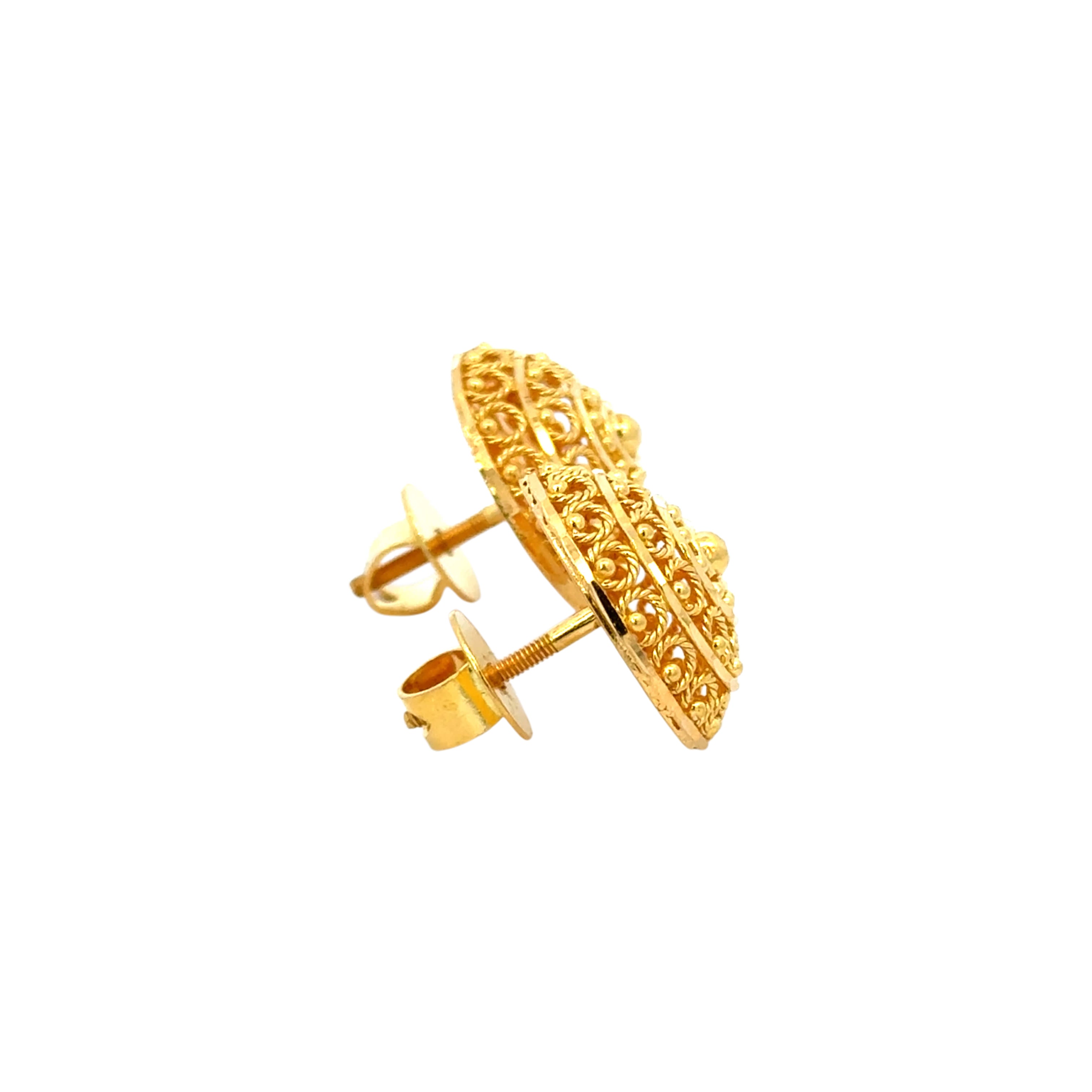 22k Yellow Gold Filigree Fancy Medium Earrings with gold weight of 9.35g