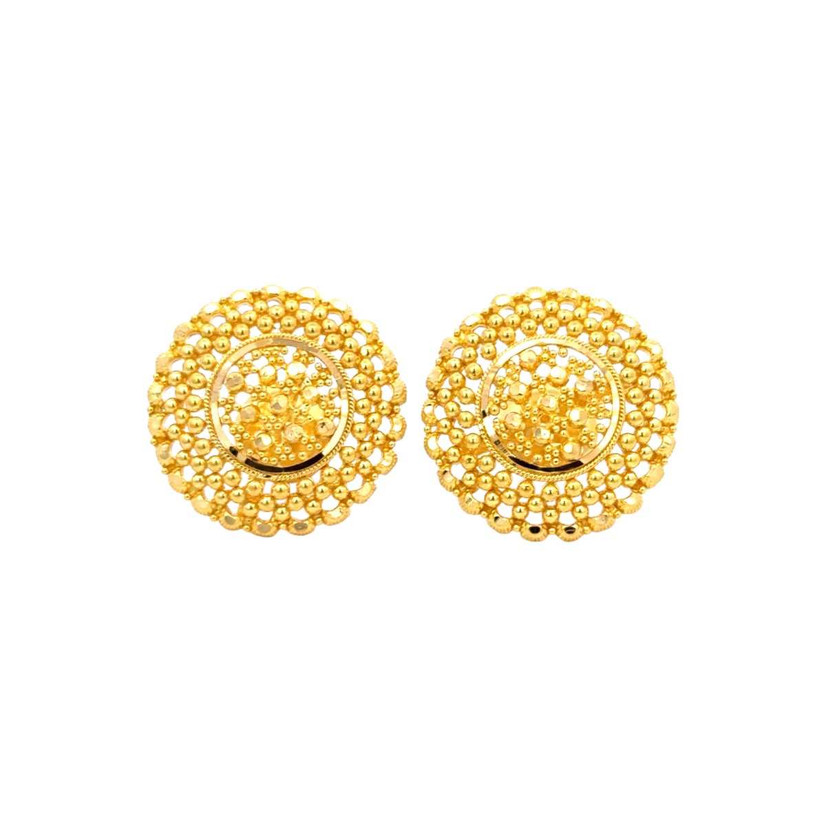 22k Yellow Gold Filigree Large Earrings with gold weight of 7.92g