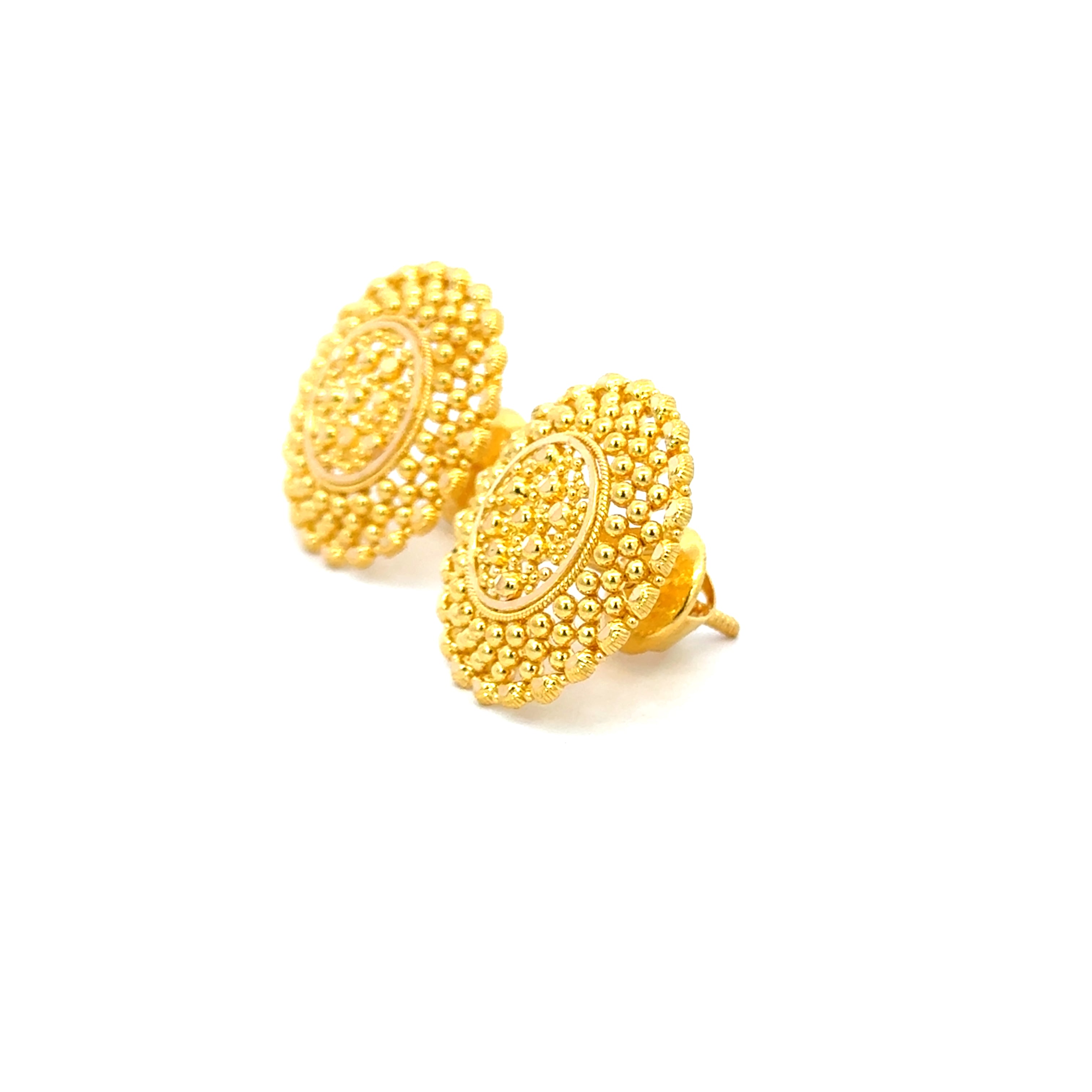 22k Yellow Gold Filigree Large Earrings with gold weight of 7.92g