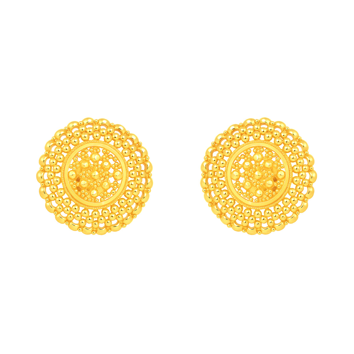 22k Yellow Gold Filigree Large Earrings with gold weight of 7.92g