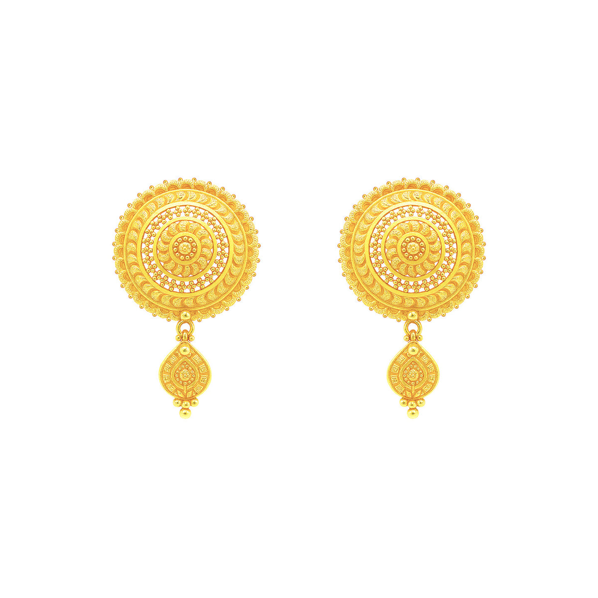 22k Yellow Gold Filigree Dangler Large Earrings with gold weight of 10.84g