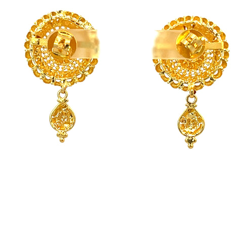 22k Yellow Gold Filigree Dangler Large Earrings with gold weight of 10.84g