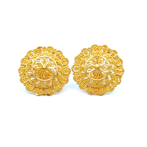 22k Yellow Gold Filigree Medium Earrings with gold weight of 9.6g