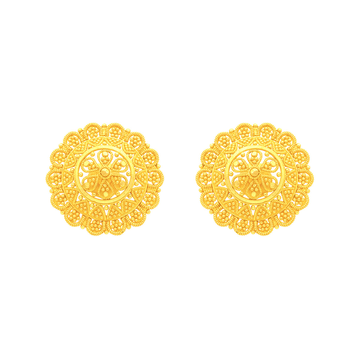 22k Yellow Gold Filigree Medium Earrings with gold weight of 9.6g