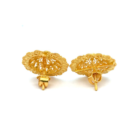 22k Yellow Gold Filigree Medium Earrings with gold weight of 9.6g