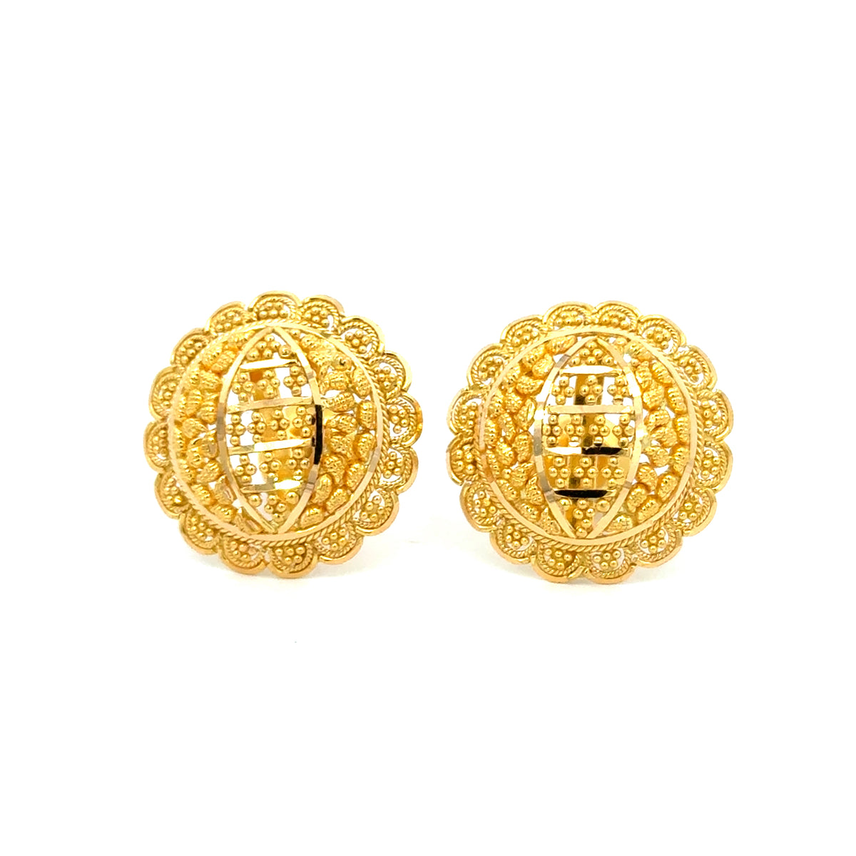 22k Yellow Gold Filigree Medium Earrings with gold weight of 8.11g