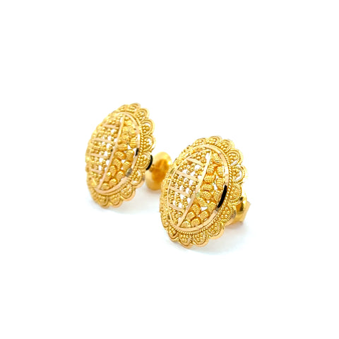 22k Yellow Gold Filigree Medium Earrings with gold weight of 8.11g