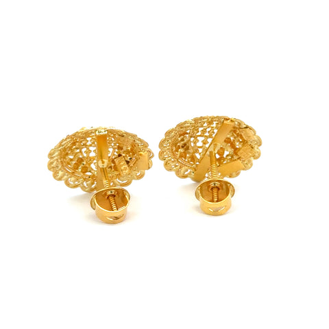 22k Yellow Gold Filigree Medium Earrings with gold weight of 8.11g