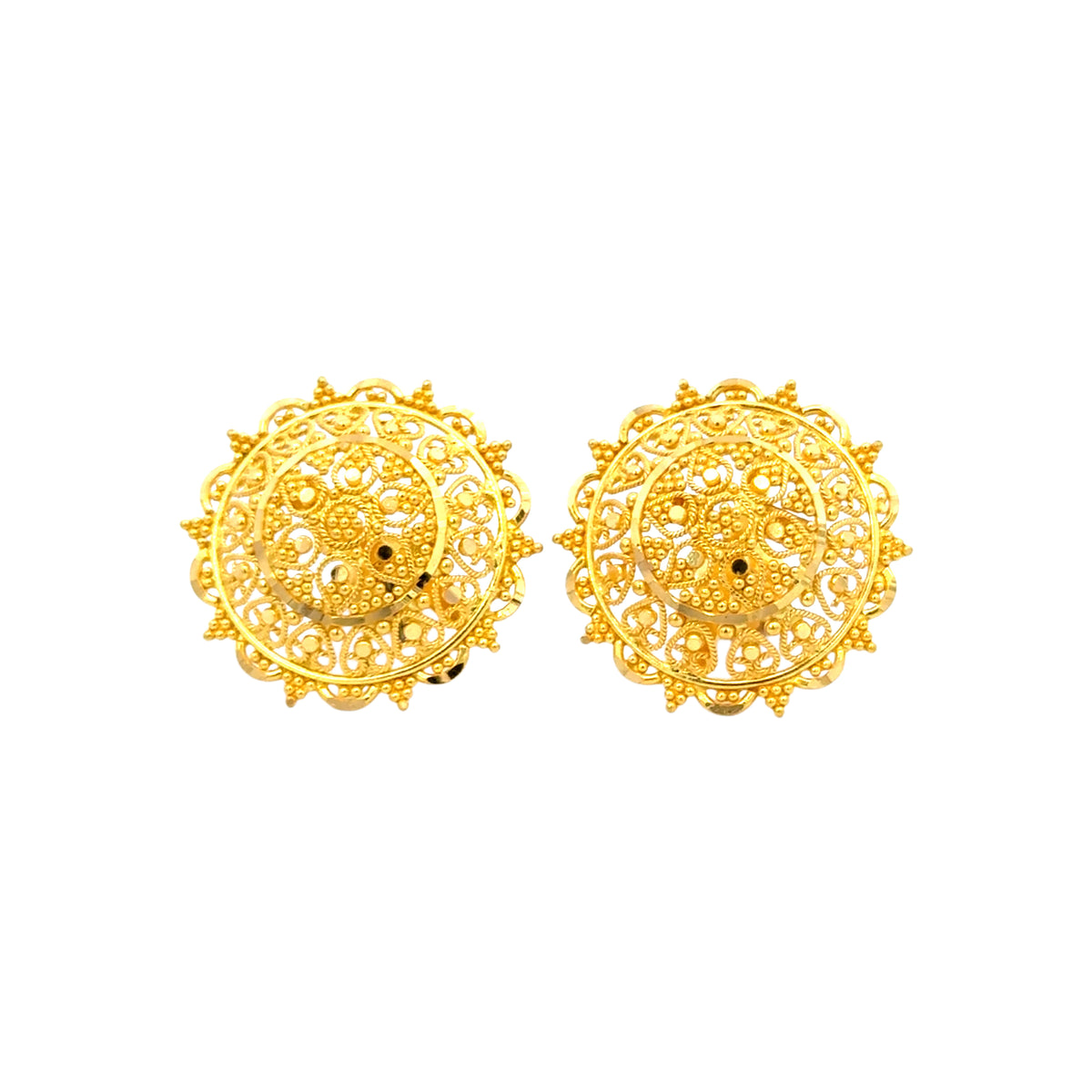 22k Yellow Gold Filigree Medium Earrings with gold weight of 9.48g