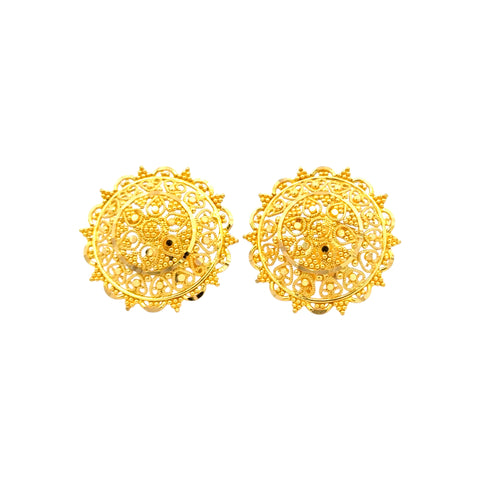 22k Yellow Gold Filigree Medium Earrings with gold weight of 9.48g