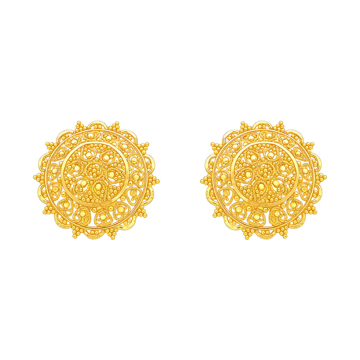 22k Yellow Gold Filigree Medium Earrings with gold weight of 9.48g