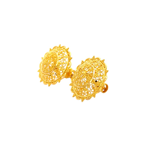 22k Yellow Gold Filigree Medium Earrings with gold weight of 9.48g