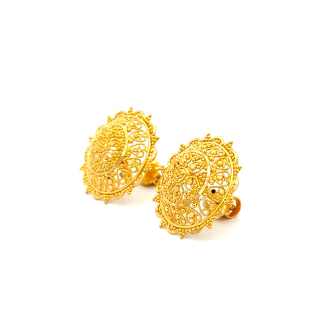 22k Yellow Gold Filigree Medium Earrings with gold weight of 9.48g