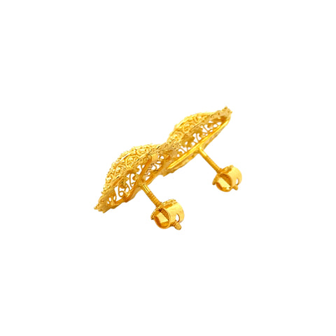 22k Yellow Gold Filigree Medium Earrings with gold weight of 9.48g