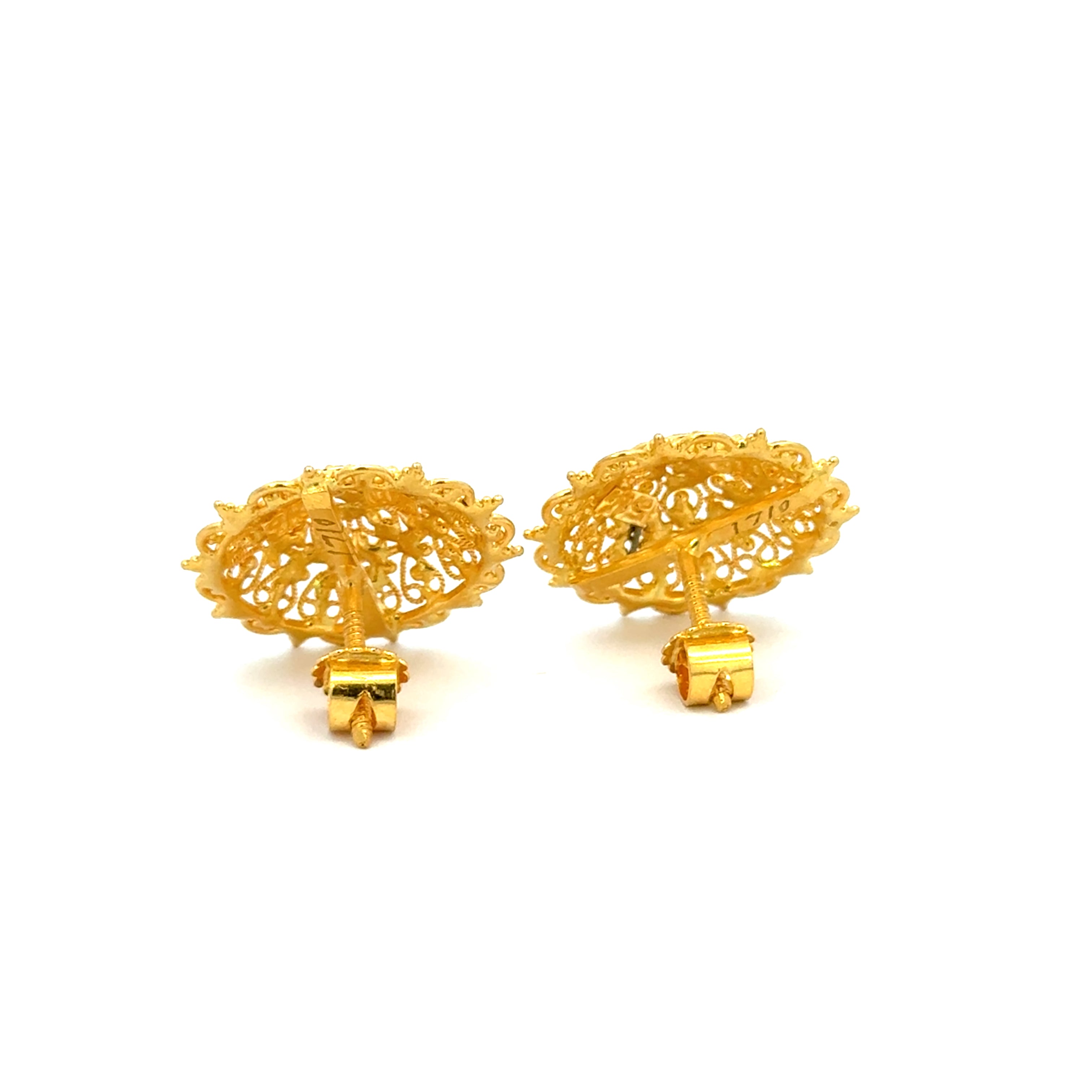 22k Yellow Gold Filigree Medium Earrings with gold weight of 9.48g