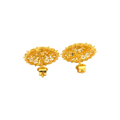 22k Yellow Gold Filigree Medium Earrings with gold weight of 9.48g