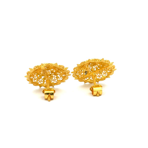 22k Yellow Gold Filigree Medium Earrings with gold weight of 9.48g