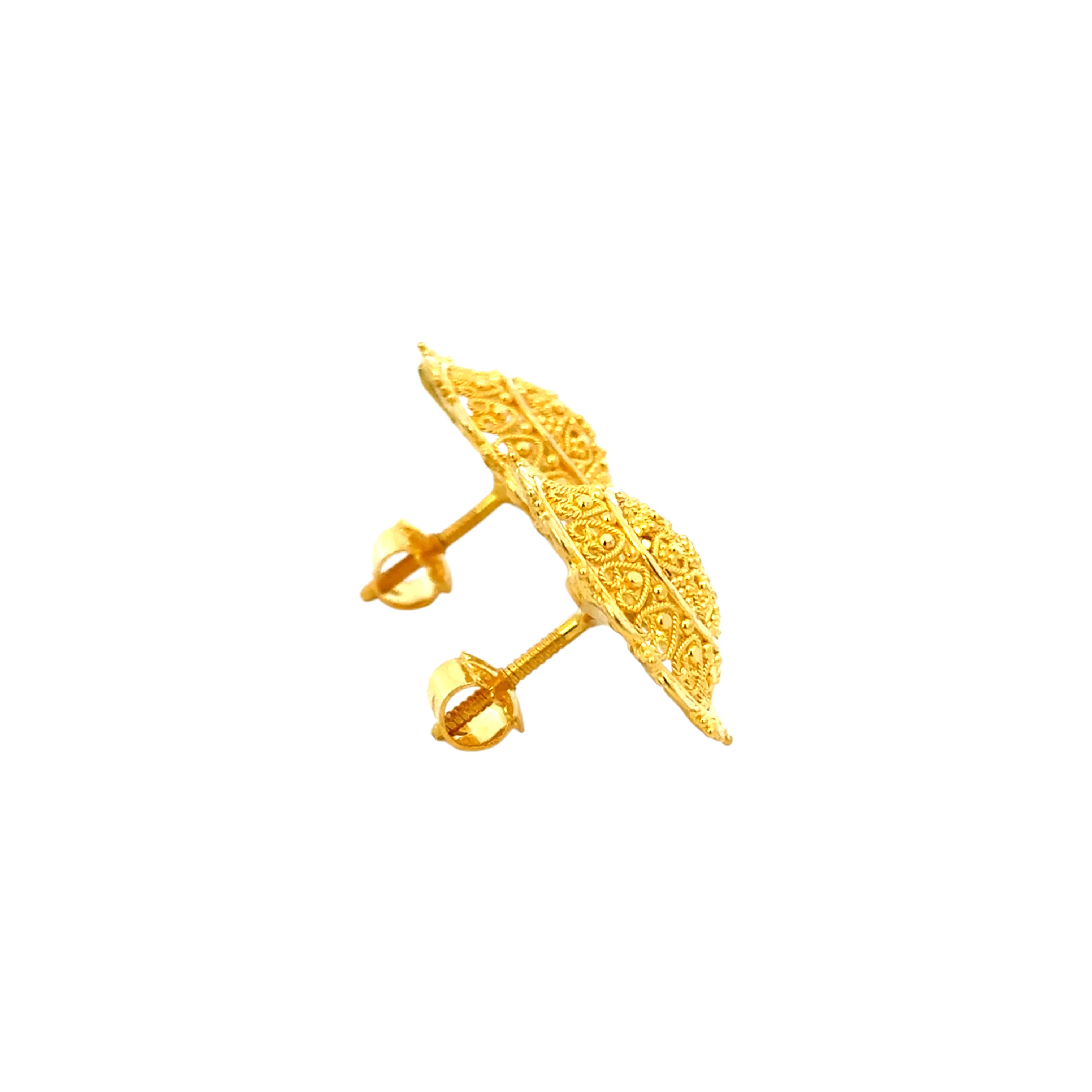 22k Yellow Gold Filigree Medium Earrings with gold weight of 9.48g