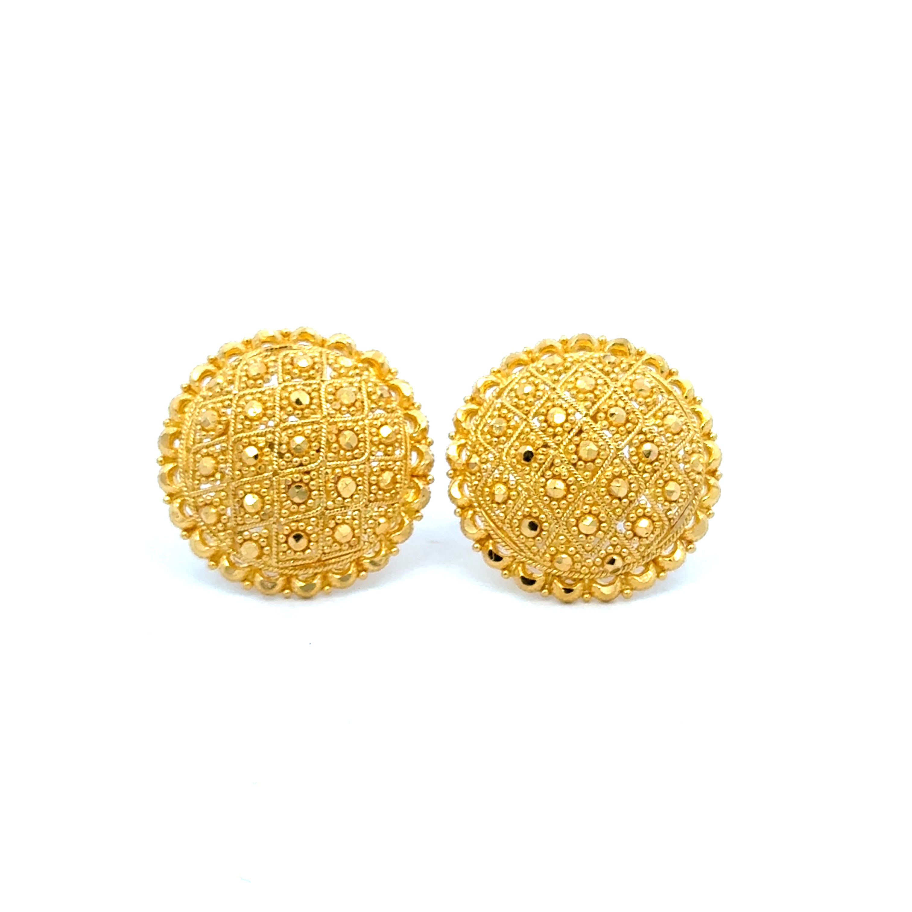 22k Yellow Gold Filigree Medium Earrings with gold weight of 9.25g