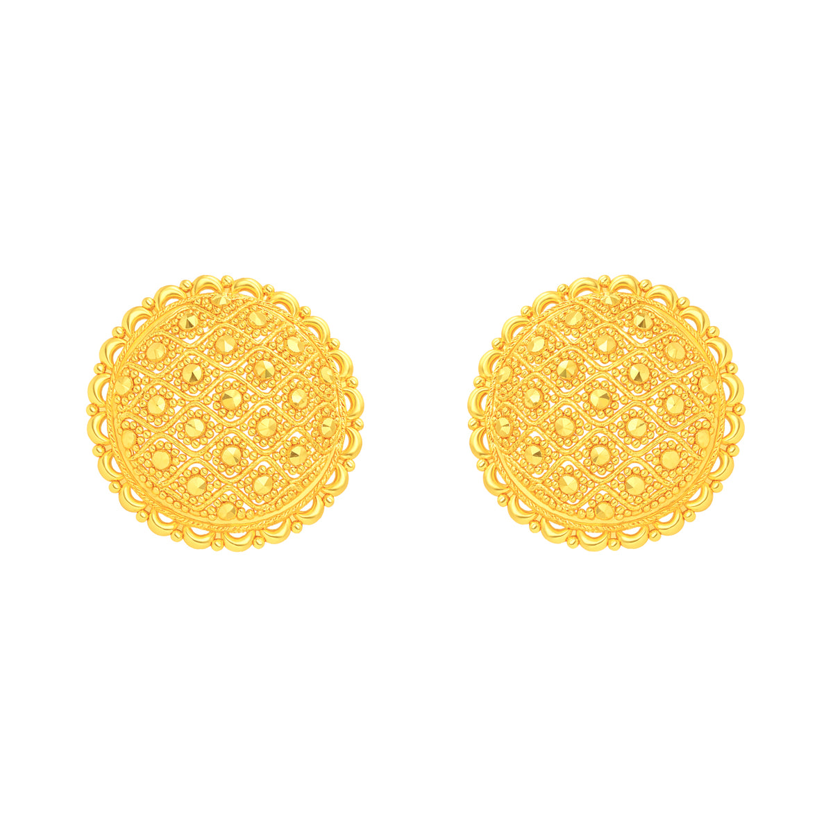 22k Yellow Gold Filigree Medium Earrings with gold weight of 9.25g