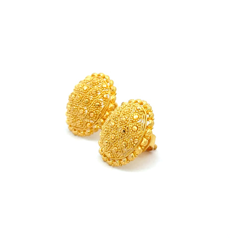 22k Yellow Gold Filigree Medium Earrings with gold weight of 9.25g