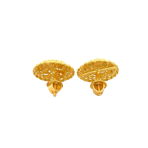 22k Yellow Gold Filigree Medium Earrings with gold weight of 9.25g