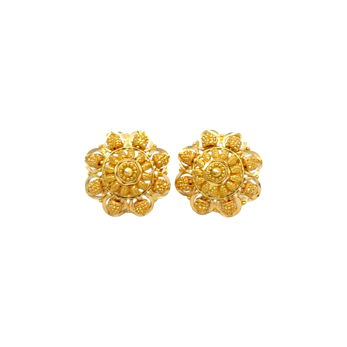 22k Yellow Gold Filigree Medium Earrings with gold weight of 5.89g