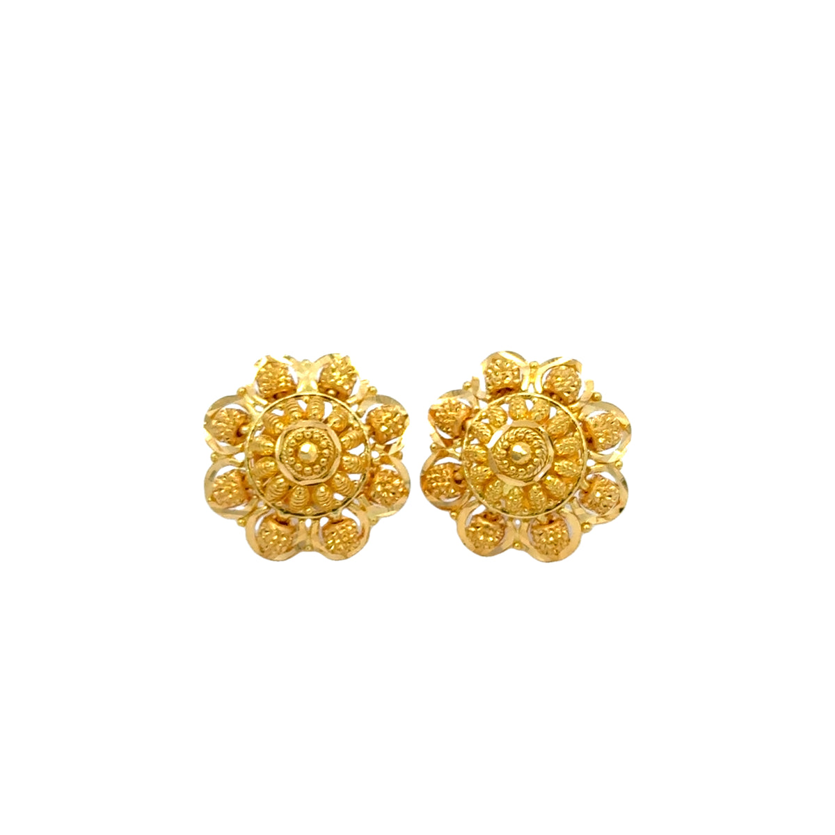 22k Yellow Gold Filigree Medium Earrings with gold weight of 5.89g