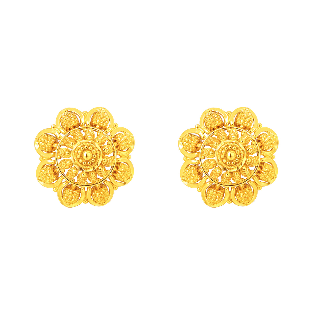 22k Yellow Gold Filigree Medium Earrings with gold weight of 5.89g
