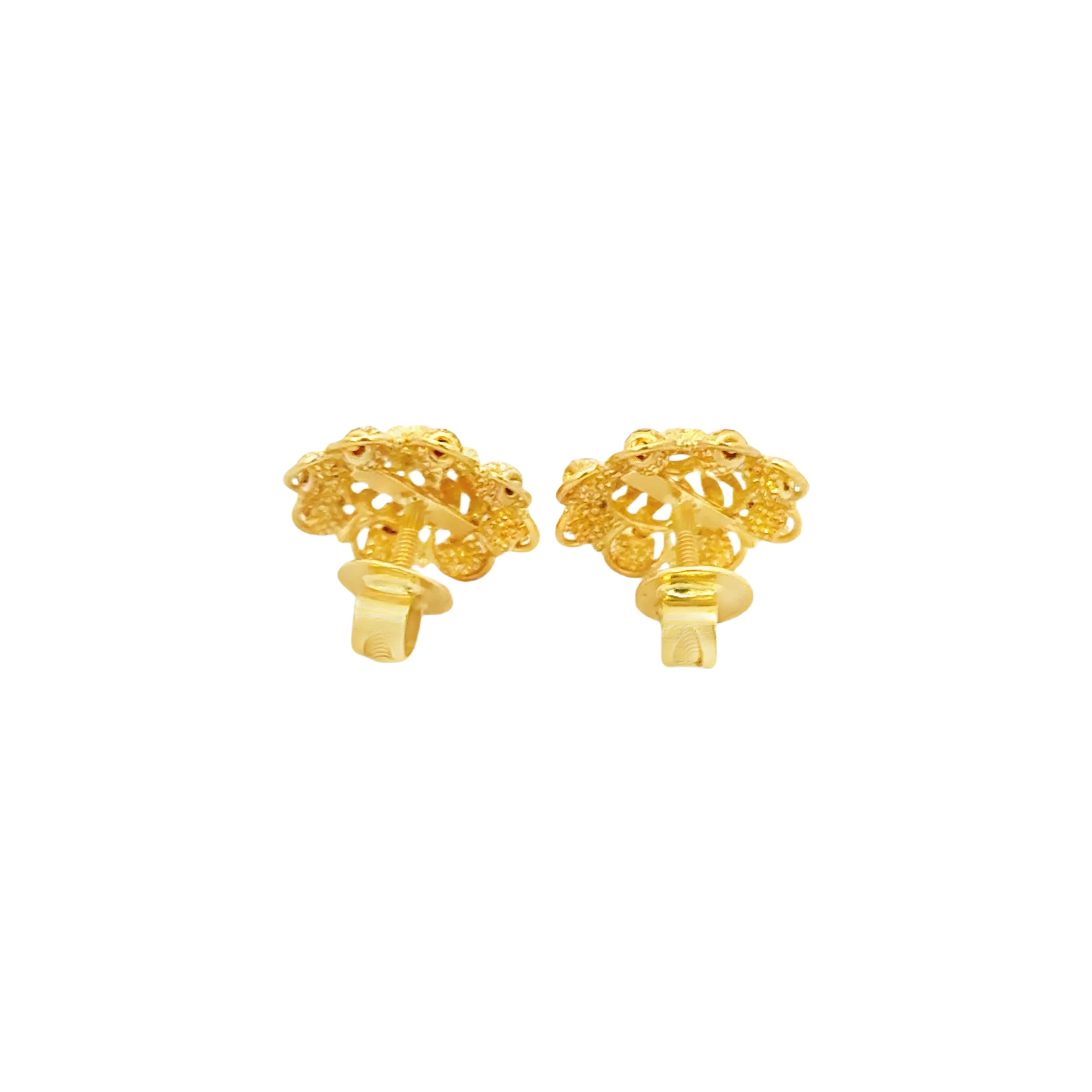 22k Yellow Gold Filigree Medium Earrings with gold weight of 5.89g