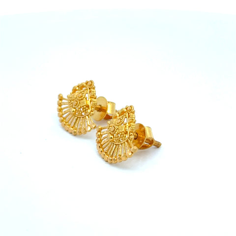 22k Yellow Gold Filigree Small Earrings with gold weight of 4.29g