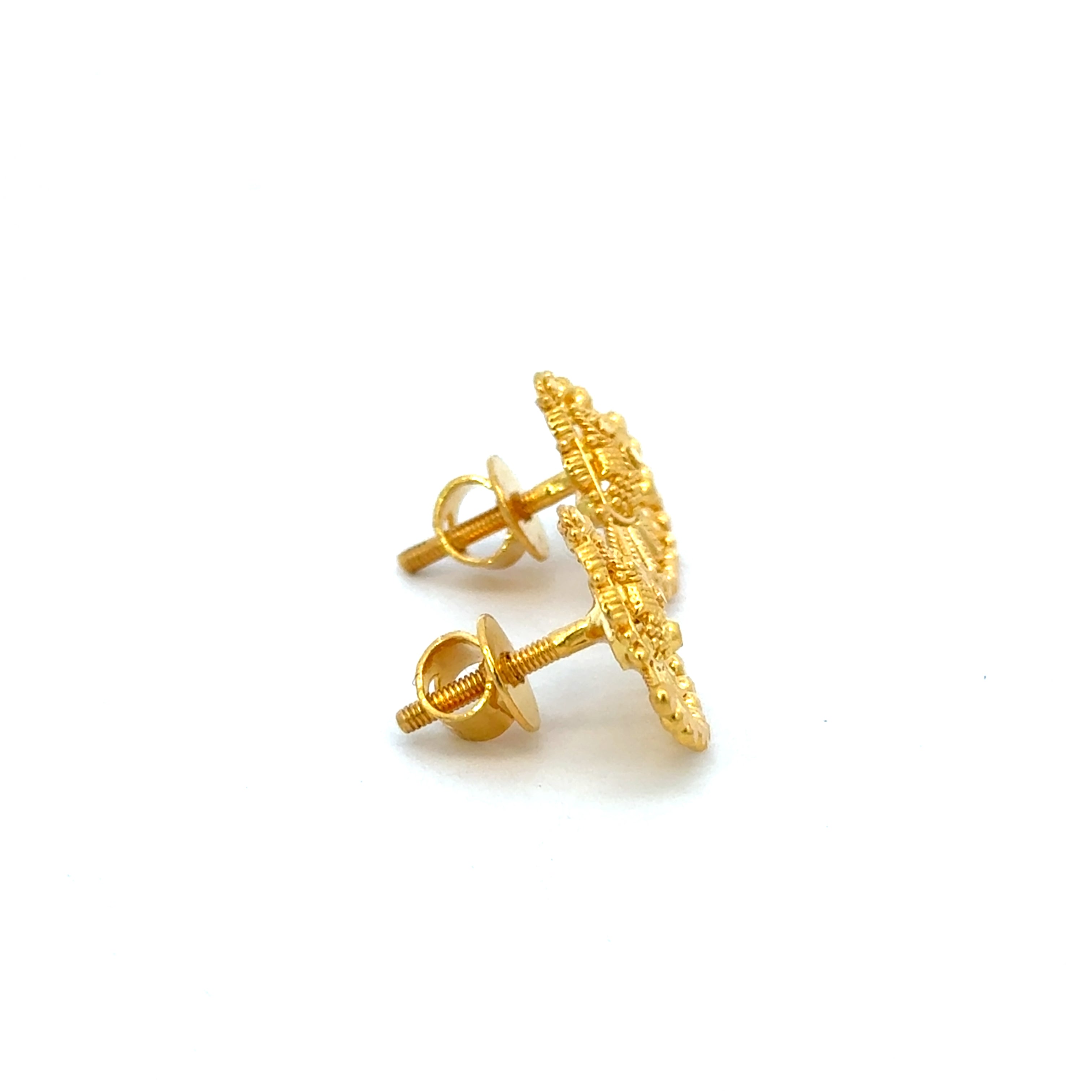 22k Yellow Gold Filigree Small Earrings with gold weight of 4.29g