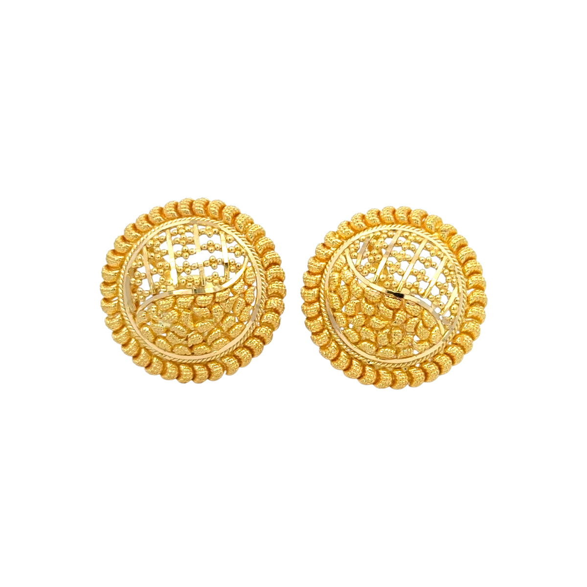 22k Yellow Gold Filigree Large Earrings with gold weight of 8.53g